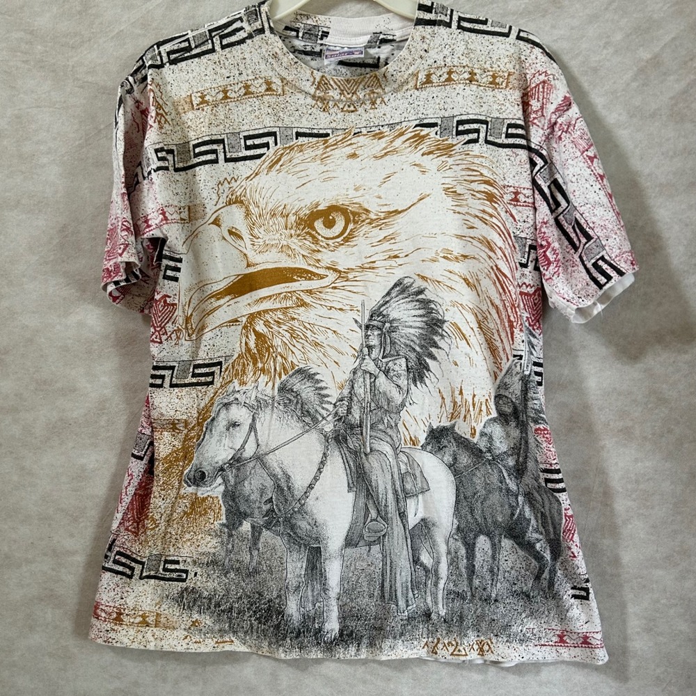 Vintage California Solar-T Native American Eagle All Over Print Graphic Tee M